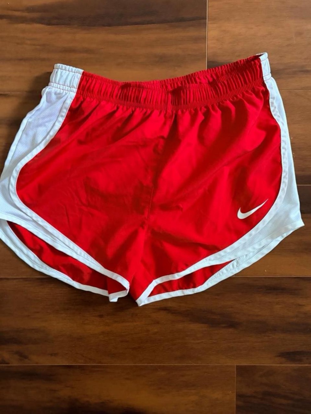 Nike Red Women’s Athletic Shorts with White Trim